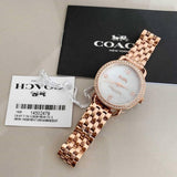 Coach Delancey Mother of Pearl White Dial Rose Gold Steel Strap Watch for Women - 14502479