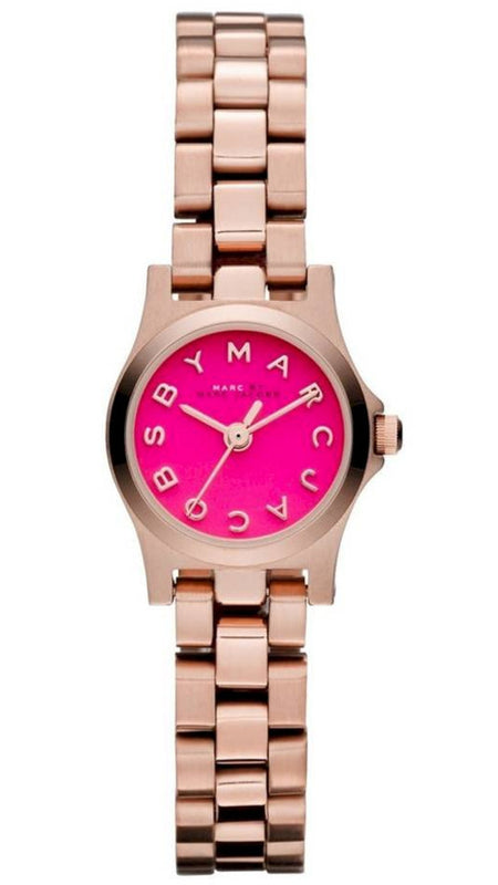 Marc Jacobs Henry Dinky Pink Dial Rose Gold Steel Strap Watch for Women - MBM3203