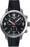 Tissot PRC 200 Chronograph Black Dial Black Rubber Strap Watch for Men - T114.417.17.057.00