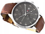 Tommy Hilfiger West Chronograph Grey Dial Brown Leather Strap Watch For Men - 1791710