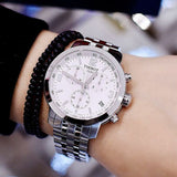 Tissot PRC 200 Chronograph White Dial Silver Steel Strap Watch For Men - T055.417.11.017.00