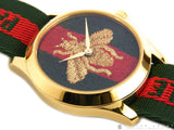 Gucci Le Marche des Merveilles Green & Red Dial Green & Red NATO Strap Unisex Watch - YA126487