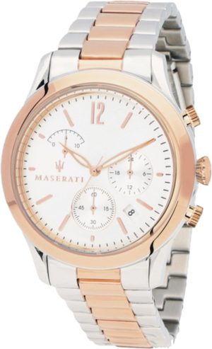 Maserati Tradizione White Dial Two Tone Stainless Steel Strap Watch For Men - R8873625001
