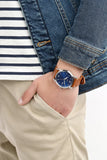 Fossil Commuter Blue Dial Blue Leather Strap Watch for Men - FS5325