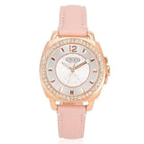 Coach Boyfriend Mother of Pearl White Dial Pink Leather Strap Watch for Women - 14503151