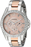 Fossil Riley Multifunction Rose Gold Dial Two Tone Steel Strap Watch for Women - ES4145