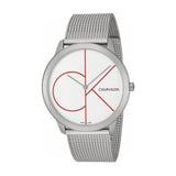 Calvin Klein Minimal White Dial Silver Mesh Bracelet Watch for Men - K3M51152