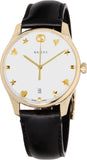 Gucci G-Timeless Mother of Pearl Dial Black Leather Strap Watch For Women - YA1264044