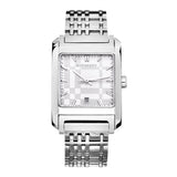 Burberry Nova Check Square White Dial Silver Steel Strap Watch for Women - BU1572