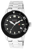 Gucci G Timeless Black Dial Silver Steel Strap Watch For Men - YA126249