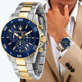 Maserati Competizione Chronograph Blue Dial Two Tone Steel Strap Watch For Men - R8873600006