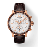 Tissot Quickster Chronograph 42mm White Dial Brown Leather Strap Watch For Men - T095.417.36.037.00