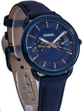 Fossil Tailor Blue Dial Blue Leather Strap Watch for Women - ES4092