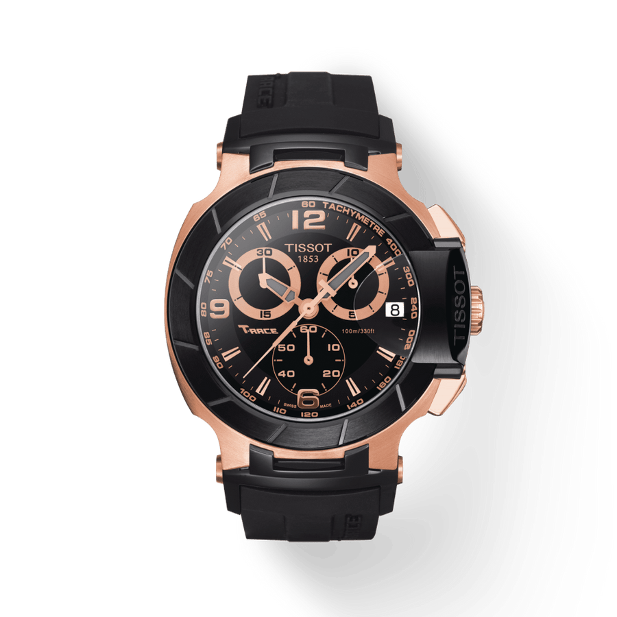 Tissot T Race Chronograph Automatic Black Dial Black Rubber Strap Watch for Men - T048.417.27.057.06