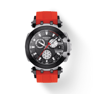 Tissot T Race Chronograph Black Dial Red Silicone Strap Watch For Men - T115.417.27.051.00