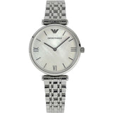 Emporio Armani T Bar Mother of Pearl Dial Steel Strap Watch For Women - AR1682