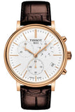 Tissot Carson Premium Chronograph White Dial Brown Leather Strap Watch For Men - T122.417.36.011.00