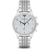 Emporio Armani Classic Chronograph Silver Dial Silver Steel Strap Watch For Men - AR1879