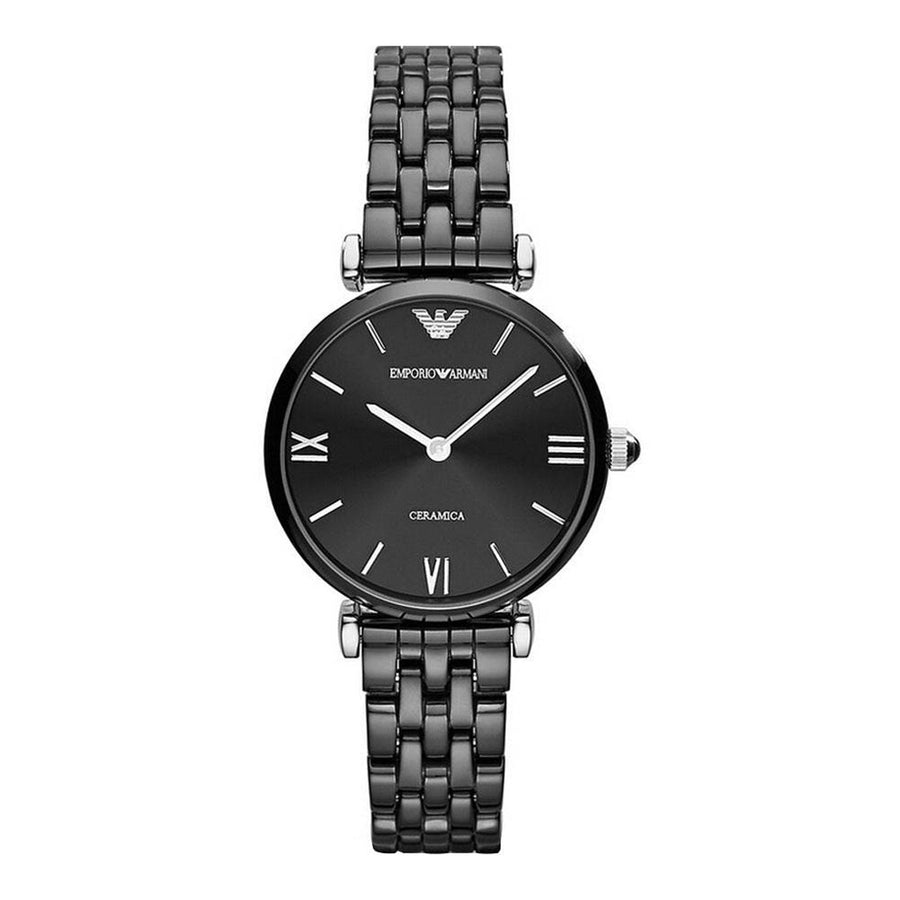 Emporio Armani Ceramica Black Dial Black Ceramic Strap Watch For Women - AR1487
