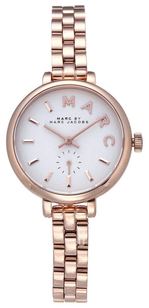Marc Jacobs Sally White Dial Rose Gold Steel Strap Watch for Women - MBM8643