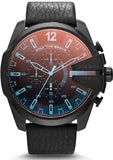 Diesel Mega Chief Black Dial Black Leather Strap Watch For Men - DZ4323