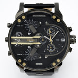 Diesel Mr Daddy 2.0 Black Dial Black Leather Strap Watch For Men - DZ7348