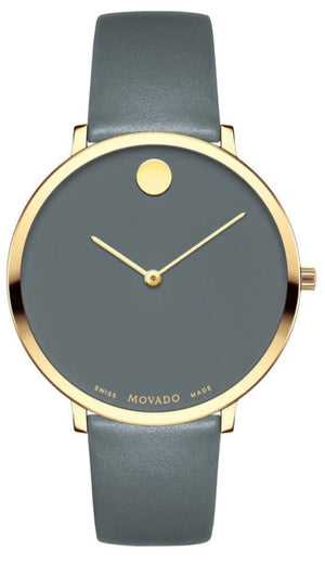 Movado 70th Anniversary Special Edition Grey Dial Grey Leather Strap Watch For Women - 0607140