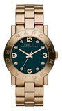Marc Jacobs Amy Green Dial Gold Steel Strap Watch for Women - MBM8609