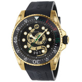 Gucci Dive Quartz Black Dial Black Rubber Strap Watch For Men - YA136219