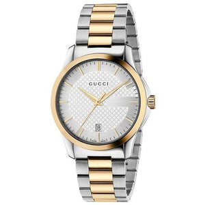 Gucci G Timeless Silver Dial Two Tone Steel Strap Watch For Men - YA126474