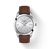 Tissot Gentleman Silver Dial Brown Leather Strap Watch For Men - T127.410.16.031.00