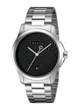 Gucci G Timeless Black Dial Silver Steel Strap Watch For Men - YA126460