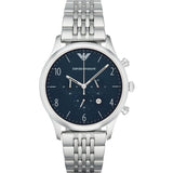 Emporio Armani Chronograph Blue Dial Silver Steel Strap Watch For Men - AR1942