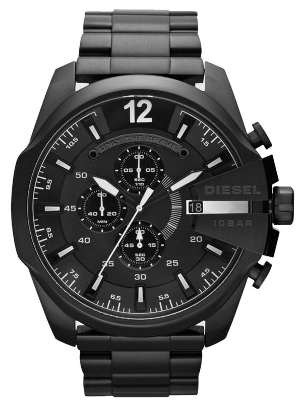 Diesel Mega Chief Chronograph Black Steel Strap Watch For Men - DZ4283