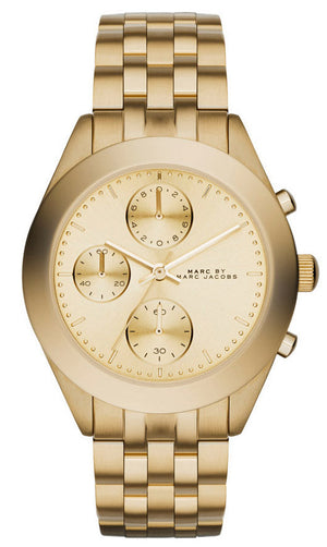 Marc Jacobs Peeker Chronograph Gold Dial Gold Stainless Steel Strap Watch for Women - MBM3393