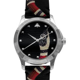 Gucci Le Marche Des Merveilles Black Dial Black Leather Strap Unisex Watch - YA1264007