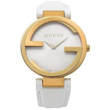 Gucci G Interlocking White Dial White Leather Strap Watch For Women - YA133327