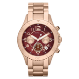 Marc Jacobs Rock Chronograph Red Mother of Pearl Dial Rose Gold Stainless Steel Strap Unisex Watch - MBM3251