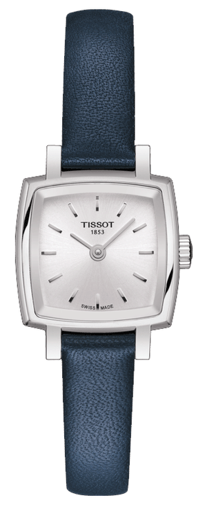 Tissot Lovely Square Silver Dial Blue Leather Strap Watch For Women - T058.109.16.031.00