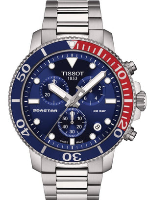 Tissot Seastar 1000 Quartz Chronograph Blue Dial Silver Steel Strap Watch For Men - T120.417.11.041.03