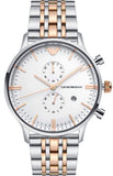 Emporio Armani Chronograph White Dial Two Tone Steel Strap Watch For Men - AR0399