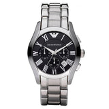 Emporio Armani Valente Chronograph Black Dial Silver Stainless Steel Watch For Men - AR0673