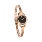 Movado Rondiro 22mm Black Dial Rose Gold Steel Strap Watch For Women - 0607065