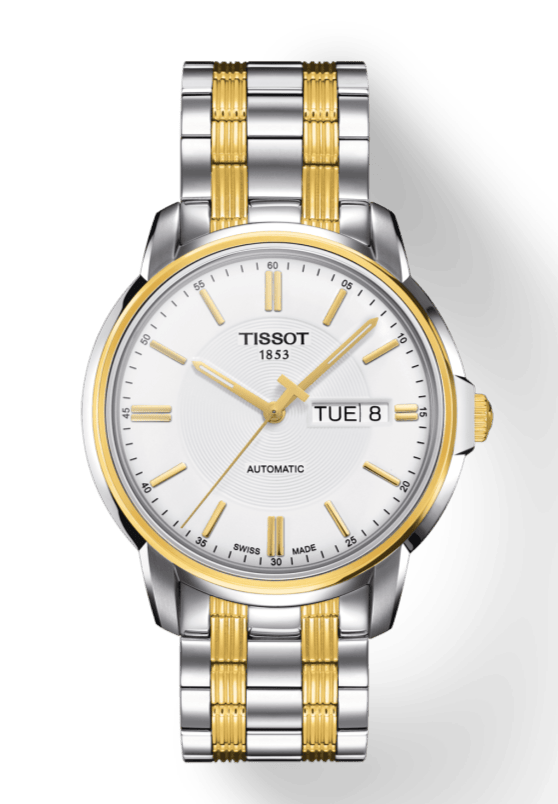 Tissot T Classic Automatics III White Dial Two Tone Steel Strap Watch For Men - T065.430.22.031.00