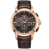 Maserati Ingegno Chronograph Brown Dial Brown Leather Strap Watch For Men - R8871619001