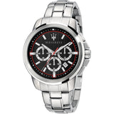 Maserati Successo Chronograph Black Dial Silver Steel Strap Watch For Men - R8873621009