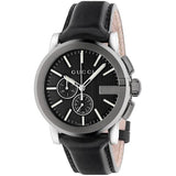 Gucci G Chrono Black Dial Black Leather Strap Watch For Men - YA101205