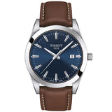 Tissot Gentleman Blue Dial Brown Leather Strap Watch For Men - T127.410.16.041.00