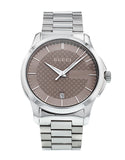 Gucci G Timeless Brown Dial Silver Steel Strap Watch For Men - YA126445