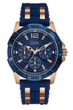 Guess Oasis Blue Dial Blue & Rose Gold Stainless Steel Strap Watch For Men - W0366G4